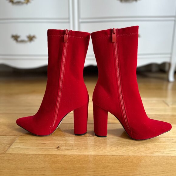 Red Velvet Booties | Size 37 - Picture 3 of 4